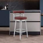 Titana 26" Counter Height Swivel Red Faux Leather Bar Stool