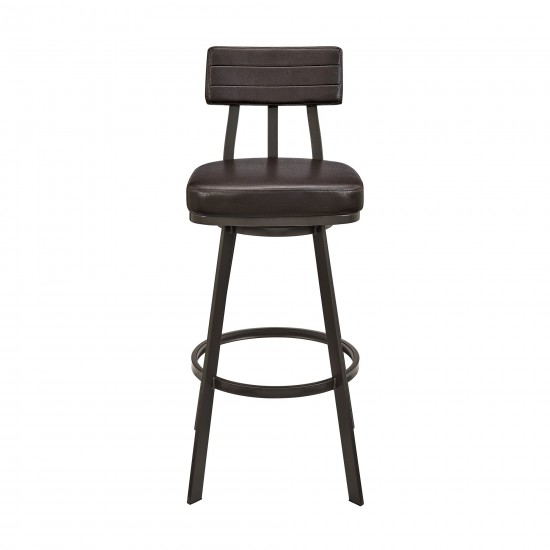 Jinab Swivel Counter Stool in Brown Metal with Brown Faux Leather