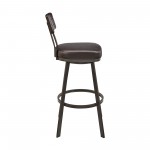 Jinab Swivel Counter Stool in Brown Metal with Brown Faux Leather