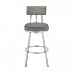 Jinab Swivel Counter Stool in Brushed Stainless Steel with Grey Faux Leather