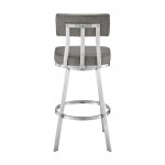 Jinab Swivel Counter Stool in Brushed Stainless Steel with Grey Faux Leather