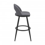 Lottech Swivel Counter Stool in Black Metal and Grey Faux Leather