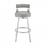 Lynof Swivel Counter Stool in Brushed Stainless Steel