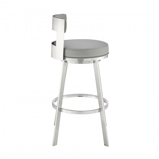 Lynof Swivel Counter Stool in Brushed Stainless Steel