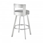 Lynof Swivel Counter Stool in Brushed Stainless Steel