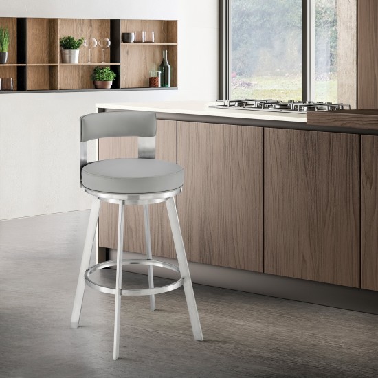 Lynof Swivel Counter Stool in Brushed Stainless Steel