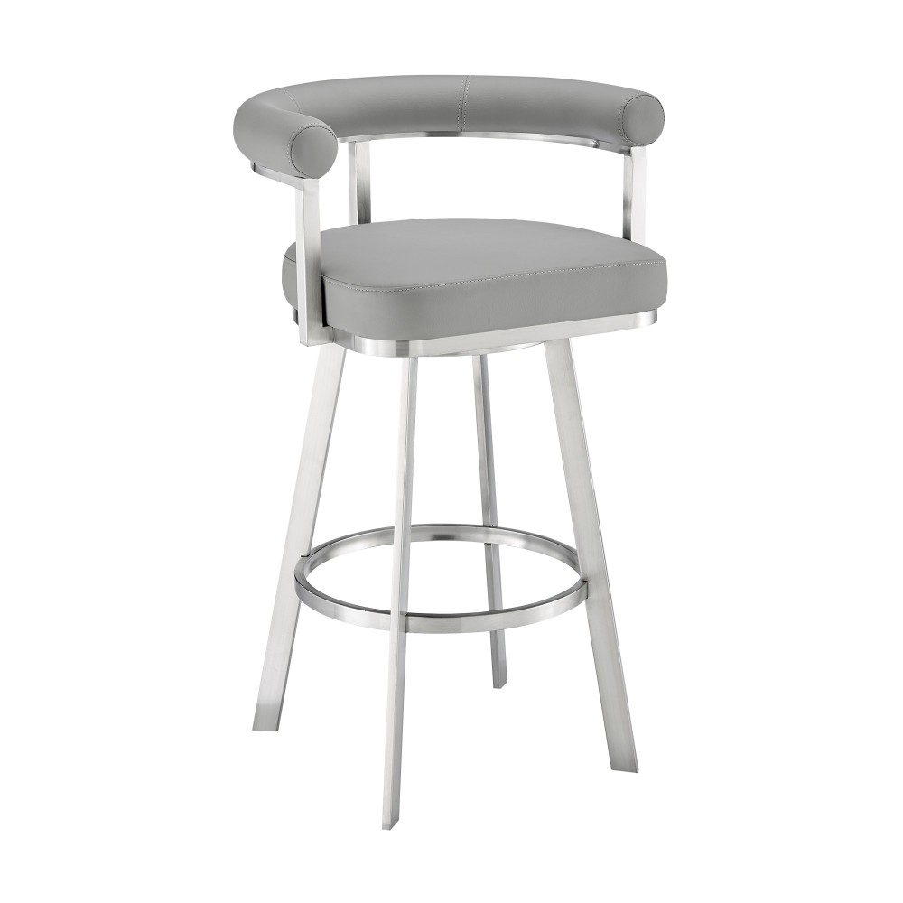 Nolagam Swivel Counter Stool in Brushed Stainless Steel