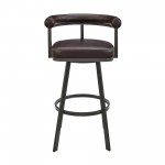 Nolagam Swivel Bar Stool in Brown Metal with Brown Faux Leather