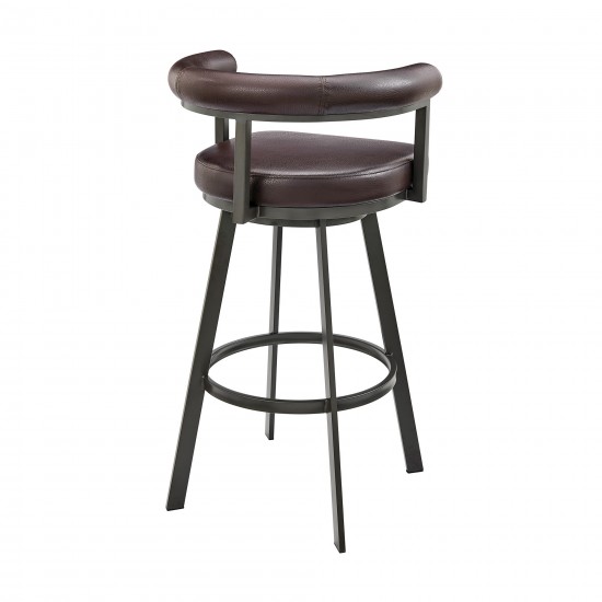 Nolagam Swivel Bar Stool in Brown Metal with Brown Faux Leather