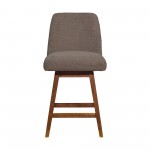 Amalie Swivel Counter Stool in Brown Oak Wood Finish with Taupe Boucle Fabric