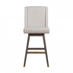 Stancoste Swivel Bar Stool in Grey Oak Wood Finish with Taupe Fabric