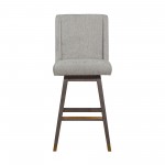 Stancoste Swivel Bar Stool in Grey Oak Wood Finish with Mocha Fabric