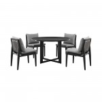 Grand Patio 5-Piece Round Dining Table Set in Aluminum with Grey Cushions