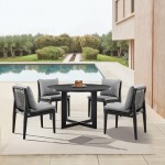 Grand Patio 5-Piece Round Dining Table Set in Aluminum with Grey Cushions