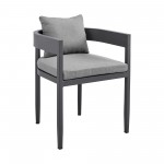 Argiope Outdoor Patio 7-Piece Dining Table Set in Aluminum with Grey Cushions