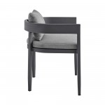 Argiope Outdoor Patio 7-Piece Dining Table Set in Aluminum with Grey Cushions