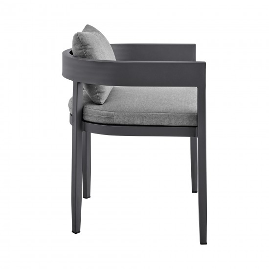 Argiope Outdoor Patio 7-Piece Dining Table Set in Aluminum with Grey Cushions