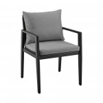 Grand Patio Dining Chairs with Arms in Aluminum with Grey Cushions - Set of 2