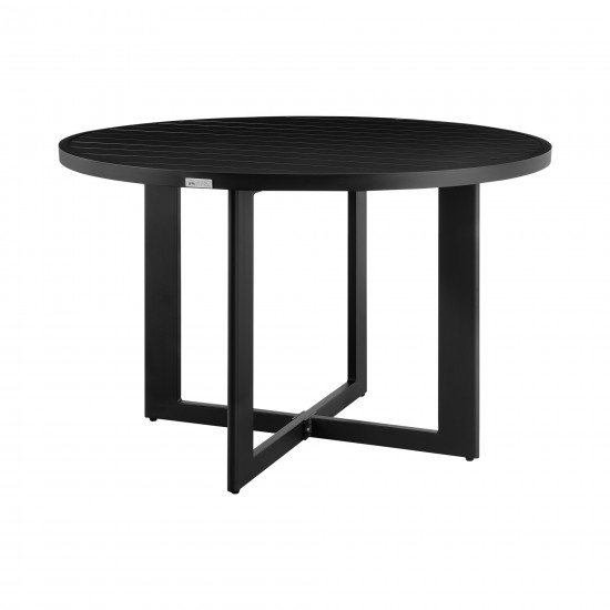 Grand Outdoor Patio Round Dining Table in Aluminum