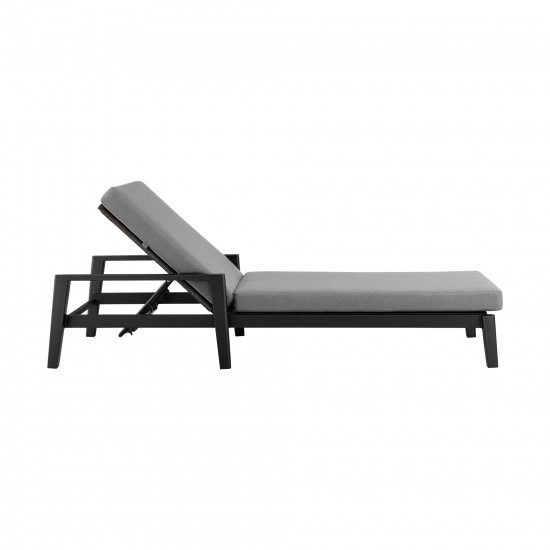 Grand Patio Adjustable Chaise Lounge Chair in Aluminum with Grey Cushions