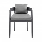 Argiope Outdoor Patio Dining Chairs in Aluminum with Grey Cushions - Set of 2