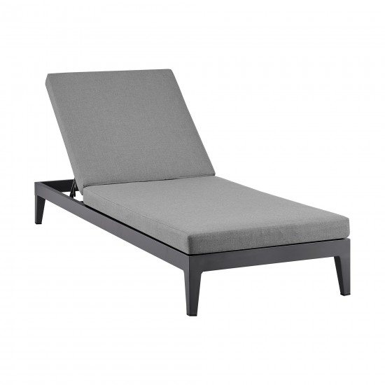 Argiope Patio Adjustable Chaise Lounge Chair in Aluminum with Grey Cushions