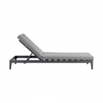 Argiope Patio Adjustable Chaise Lounge Chair in Aluminum with Grey Cushions