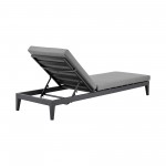 Argiope Patio Adjustable Chaise Lounge Chair in Aluminum with Grey Cushions