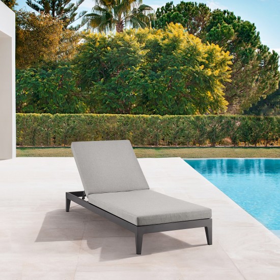 Argiope Patio Adjustable Chaise Lounge Chair in Aluminum with Grey Cushions