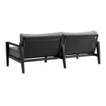 Grand 4 Piece Black Aluminum Outdoor Seating Set with Dark Gray Cushions