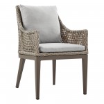 Silvana Wicker and Aluminum Gray Dining Chair with Beige Cushions - Set of 2