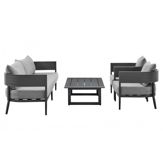 Argiope 4 Piece Outdoor Dark Gray Aluminum & Fabric Outdoor Conversation Set