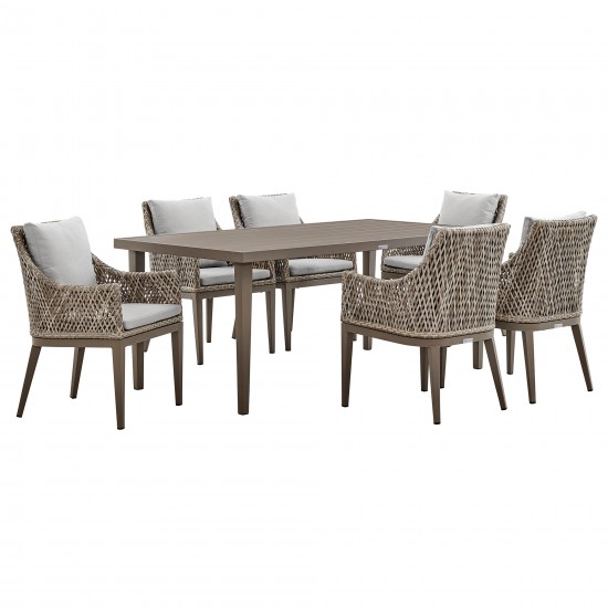 Silvana 7 Piece Gray Aluminum Outdoor Dining Set with Gray Fabric