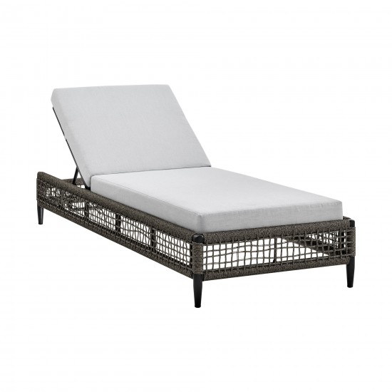 Felicia Patio Adjustable Chaise Lounge Chair in Aluminum with Grey and Cushions