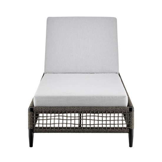 Felicia Patio Adjustable Chaise Lounge Chair in Aluminum with Grey and Cushions