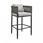 Felicia Patio 5-Piece Bar Table Set in Aluminum with Grey Rope and Cushions