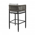 Felicia Patio 5-Piece Bar Table Set in Aluminum with Grey Rope and Cushions