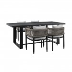 Felicia Patio 5-Piece Dining Table Set in Aluminum with Grey Rope and Cushions