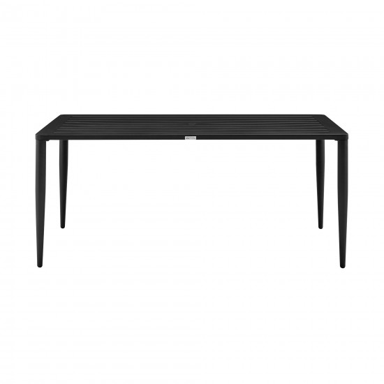 Beowulf Patio 5-Piece Dining Table Set in Aluminum and Teak with Grey Cushions