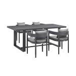 Argiope Outdoor Patio 5-Piece Dining Table Set in Aluminum with Grey Cushions