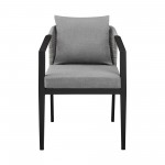 Aileen Patio Dining Chairs in Aluminum and Wicker with Grey Cushions - Set of 2