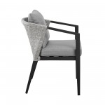 Aileen Patio Dining Chairs in Aluminum and Wicker with Grey Cushions - Set of 2