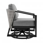 Aileen Outdoor Patio Swivel Lounge Chair in Aluminum with Grey Cushions