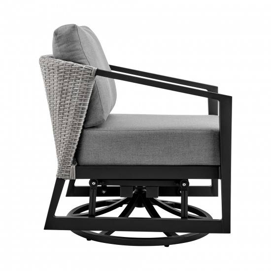 Aileen Outdoor Patio Swivel Lounge Chair in Aluminum with Grey Cushions