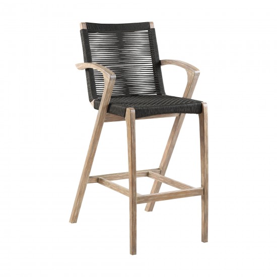 Nabila Eucalyptus Wood and Charcoal Rope Counter and Bar Stool