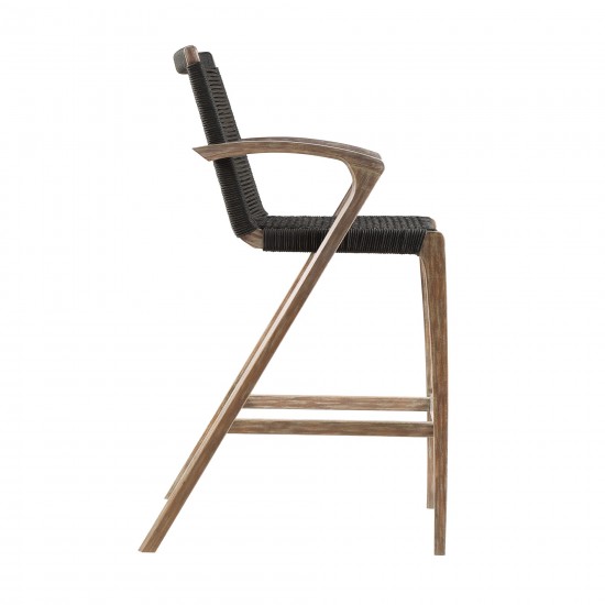 Nabila Eucalyptus Wood and Charcoal Rope Counter and Bar Stool
