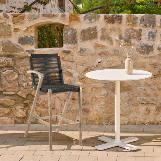 Nabila Eucalyptus Wood and Charcoal Rope Counter and Bar Stool
