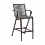 Nabila Dark Eucalyptus Wood and Grey Rope Counter and Bar height Stool