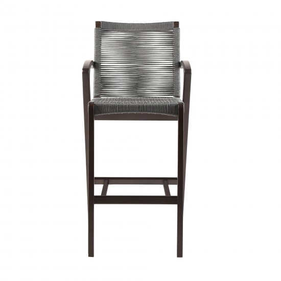 Nabila Dark Eucalyptus Wood and Grey Rope Counter and Bar height Stool