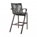 Nabila Dark Eucalyptus Wood and Grey Rope Counter and Bar height Stool